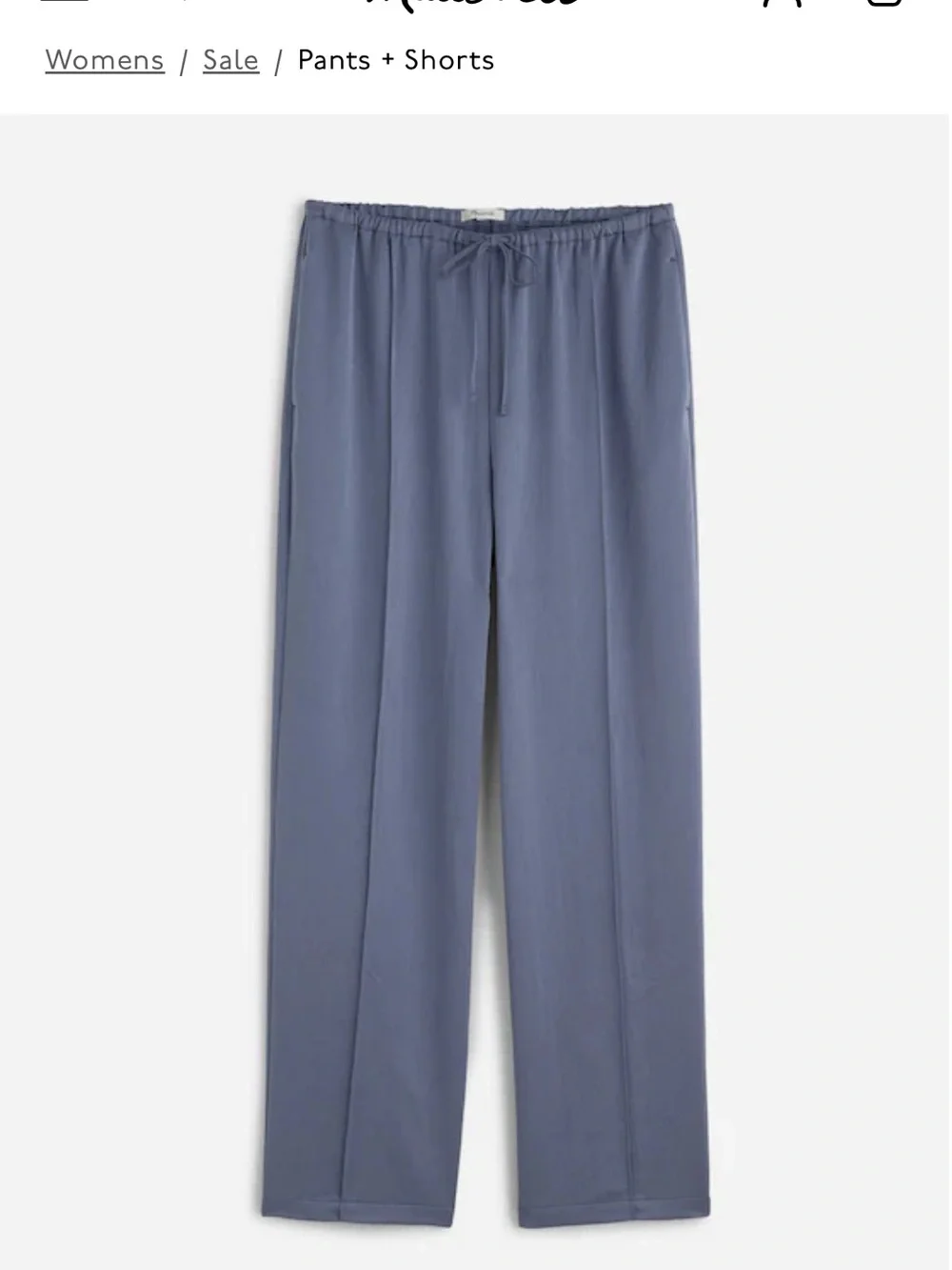 Madewell Satin Wide-Leg Drawstring Pants — Slate Blue